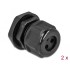 Delock Cable Gland PG13.5 for round cable with three cable entries black 2 pieces
