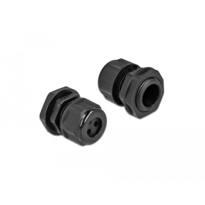 Delock Cable Gland PG13.5 for round cable with three cable entries black 2 pieces 2