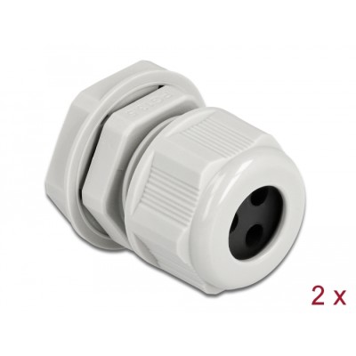 Delock Cable Gland PG13.5 for round cable with three cable entries grey 2 pieces