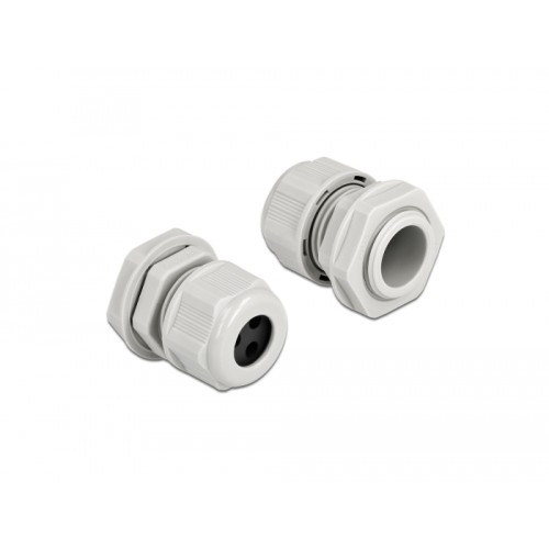 Delock Cable Gland PG13.5 for round cable with three cable entries grey 2 pieces