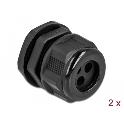Delock Cable Gland PG21 for round cable with three cable entries black 2 pieces