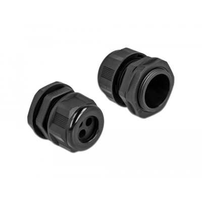 Delock Cable Gland PG21 for round cable with three cable entries black 2 pieces 2