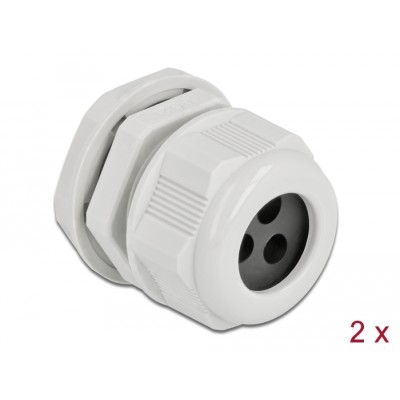 Delock Cable Gland PG21 for round cable with three cable entries grey 2 pieces