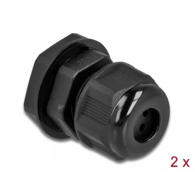 Delock Cable Gland PG9 for round cable with four cable entries black 2 pieces