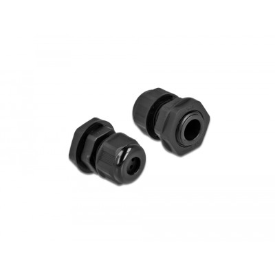 Delock Cable Gland PG9 for round cable with four cable entries black 2 pieces 2