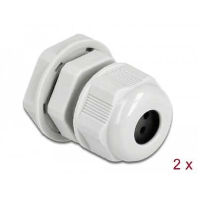 Delock Cable Gland PG9 for round cable with four cable entries grey 2 pieces
