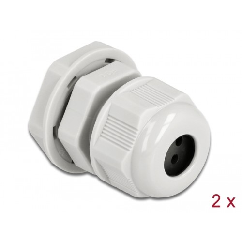 Delock Cable Gland PG9 for round cable with four cable entries grey 2 pieces
