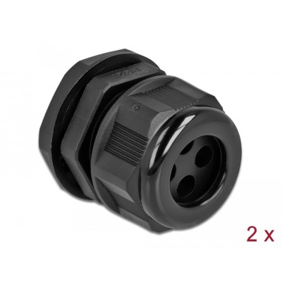 Delock Cable Gland PG21 for round cable with four cable entries black 2 pieces