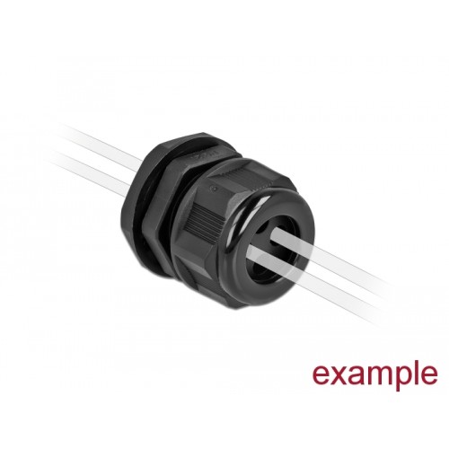 Delock Cable Gland PG21 for round cable with four cable entries black 2 pieces