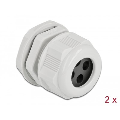 Delock Cable Gland PG21 for round cable with four cable entries grey 2 pieces