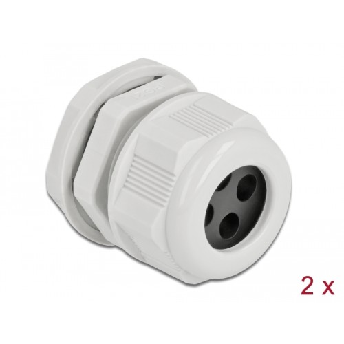Delock Cable Gland PG21 for round cable with four cable entries grey 2 pieces