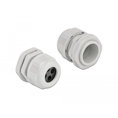 Delock Cable Gland PG21 for round cable with four cable entries grey 2 pieces 2