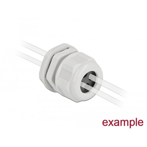 Delock Cable Gland PG21 for round cable with four cable entries grey 2 pieces