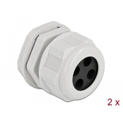 Delock Cable Gland PG29 for round cable with four cable entries grey 2 pieces