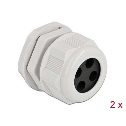 Delock Cable Gland PG29 for round cable with four cable entries grey 2 pieces