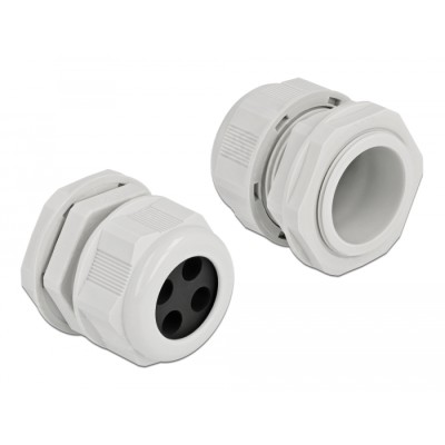 Delock Cable Gland PG29 for round cable with four cable entries grey 2 pieces 2