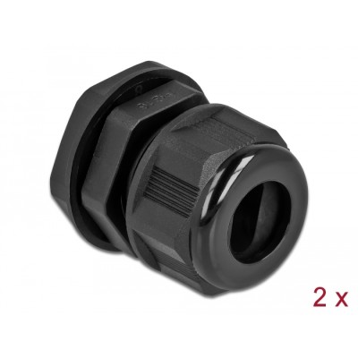 Delock Cable Gland PG16 for flat cable black 2 pieces