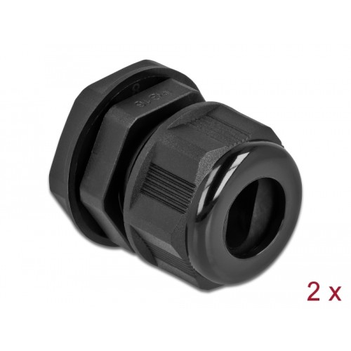 Delock Cable Gland PG16 for flat cable black 2 pieces