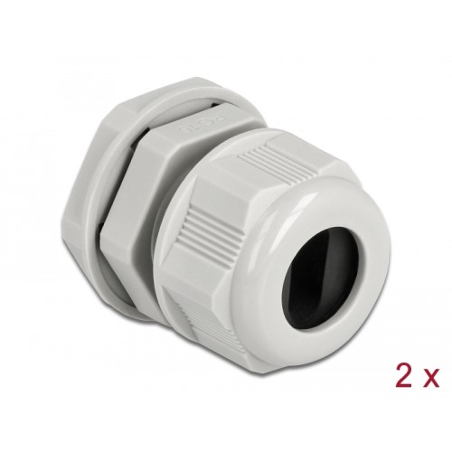 Delock Cable Gland PG16 for flat cable grey 2 pieces