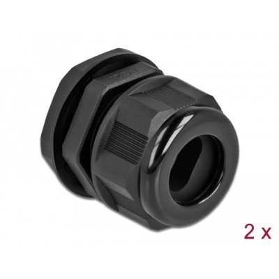 Delock Cable Gland PG21 for flat cable black 2 pieces