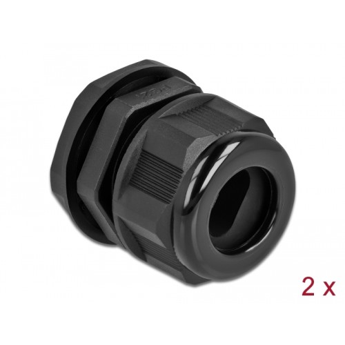 Delock Cable Gland PG21 for flat cable black 2 pieces