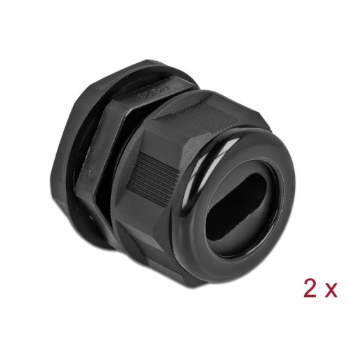 Delock Cable Gland PG29 for flat cable black 2 pieces