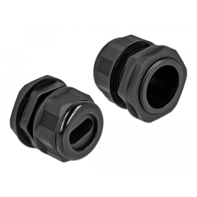 Delock Cable Gland PG29 for flat cable black 2 pieces 2