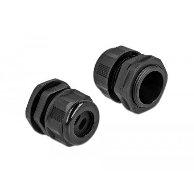 Delock Cable Gland PG21 for flat cable with two cable entries black 2 pieces 2