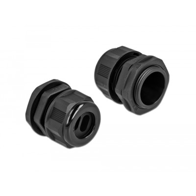 Delock Cable Gland PG21 for flat cable with two cable entries black 2 pieces 2