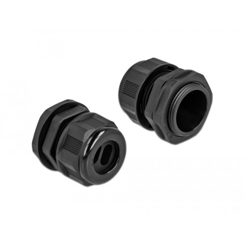 Delock Cable Gland PG21 for flat cable with two cable entries black 2 pieces