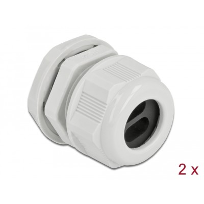 Delock Cable Gland PG21 for flat cable with two cable entries grey 2 pieces