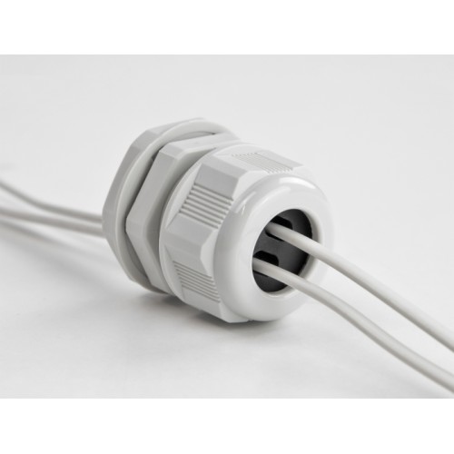 Delock Cable Gland PG21 for flat cable with two cable entries grey 2 pieces