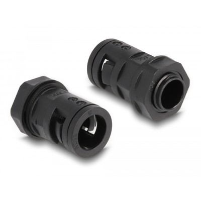 Delock Cable protection sleeve 2 m x 13 mm with PG9 conduit fitting set black 2