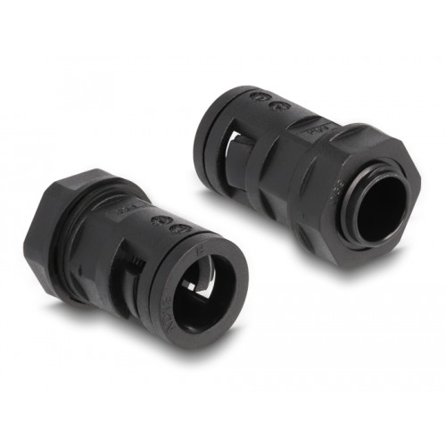 Delock Cable protection sleeve 2 m x 13 mm with 2 x PG9 conduit fitting set black