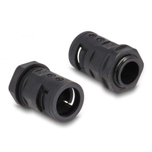 Delock Cable protection sleeve 2 m x 15.8 mm with 2 x PG11 conduit fitting set black