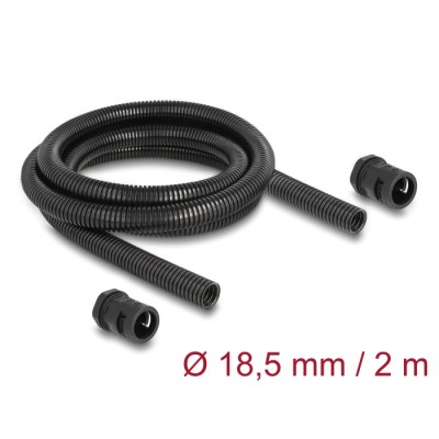 Delock Cable protection sleeve 2 m x 18.5 mm with PG13.5 conduit fitting set black