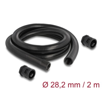 Delock Cable protection sleeve 2 m x 28.5 mm with PG21 conduit fitting set black