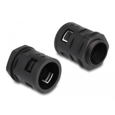 Delock Cable protection sleeve 2 m x 28.5 mm with PG21 conduit fitting set black 2