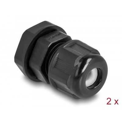 Delock EX Cable Gland M12 black 2 pieces