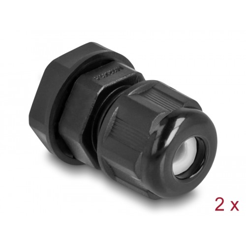 Delock EX Cable Gland M12 black 2 pieces
