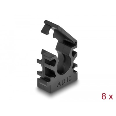Delock Cable sleeve holder with locking clip 10 mm 8 pieces black