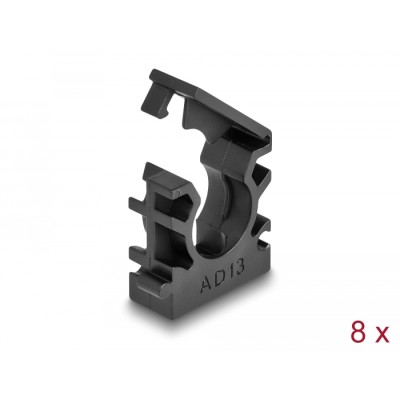 Delock Cable sleeve holder with locking clip 13 mm 8 pieces black