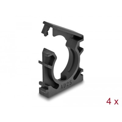 Delock Cable sleeve holder with locking clip 25 mm 4 pieces black