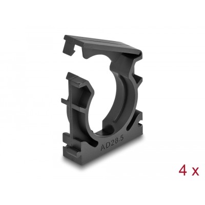 Delock Cable sleeve holder with locking clip 28.5 mm 4 pieces black
