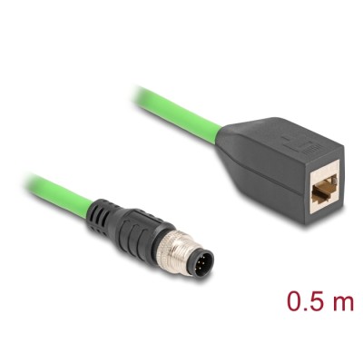 Delock M12 Cable A-coded 8 pin male to RJ45 female PUR (TPU) 0.5 m
