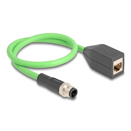 Delock M12 Cable D-coded 4 pin male to RJ45 female PUR (TPU) 0.5 m