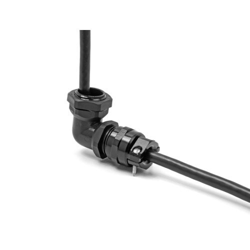 Delock Cable Gland with strain relief and bending protection 90° angled PG16 black