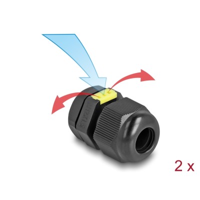 Delock Cable Gland M12 with ventilation IP68 dust and waterproof black 2 pieces