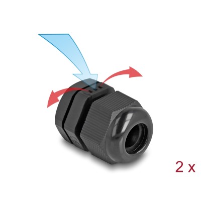 Delock Cable Gland M16 with ventilation IP68 dust and waterproof black 2 pieces