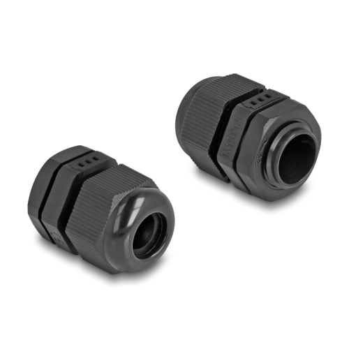 Delock Cable Gland M16 with ventilation IP68 dust and waterproof black 2 pieces